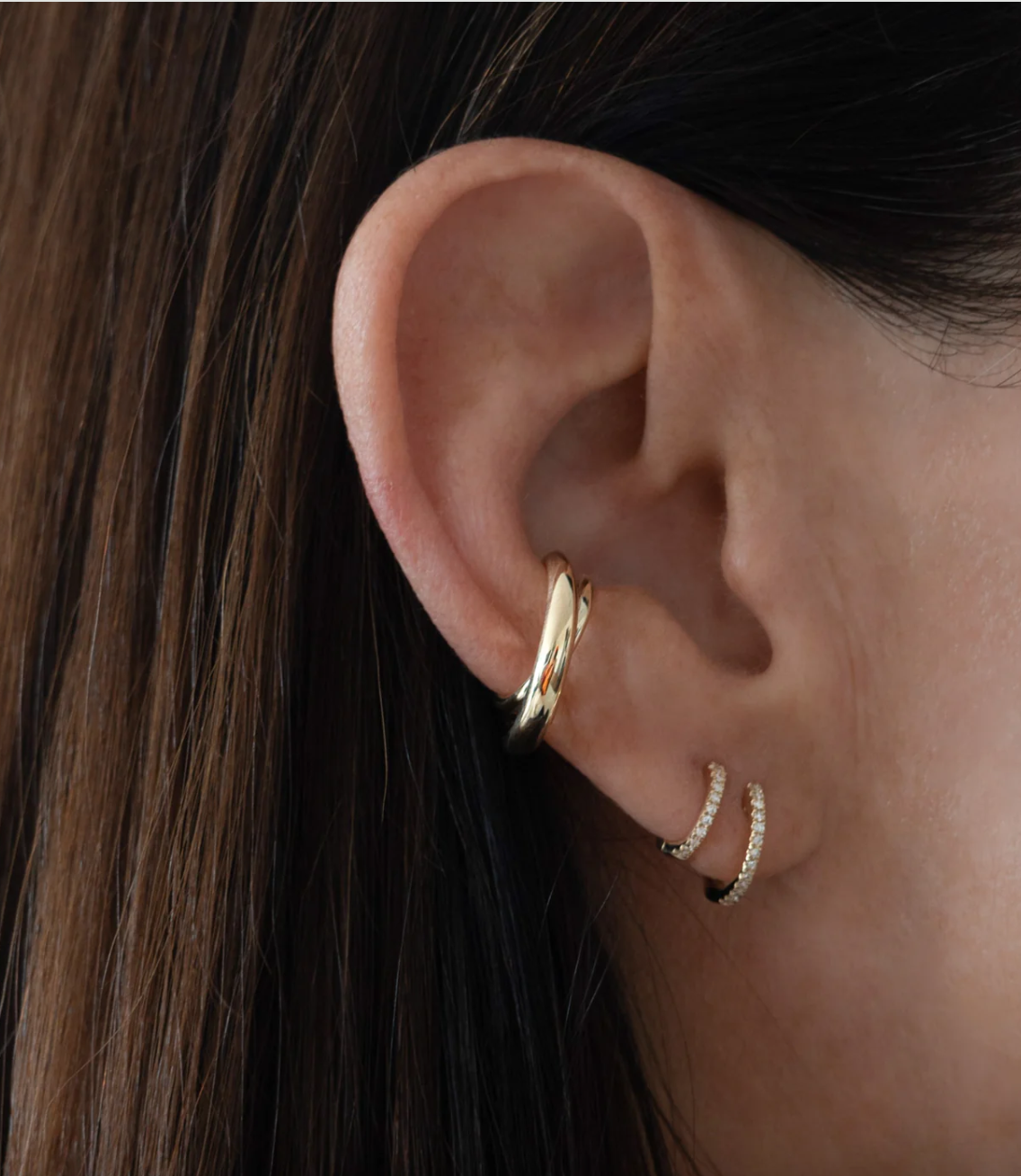 Great twisted ear cuff yellow gold vermeil